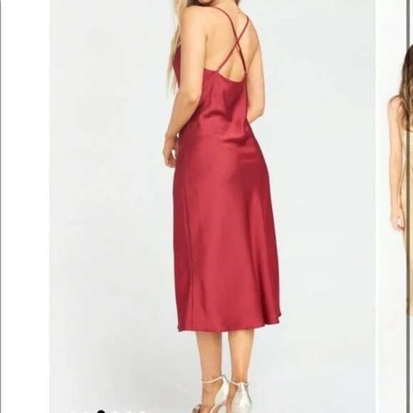 Show Me Your Mumu Verona Cowl Neck Dress in Dark Red Size Small - Picture 2 of 16